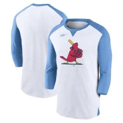 Men's St. Louis Cardinals Nike White/Light Blue Rewind 3/4-Sleeve T-Shirt