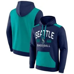 Men's Seattle Mariners Fanatics Branded Navy/Aqua Chip In Pullover Hoodie