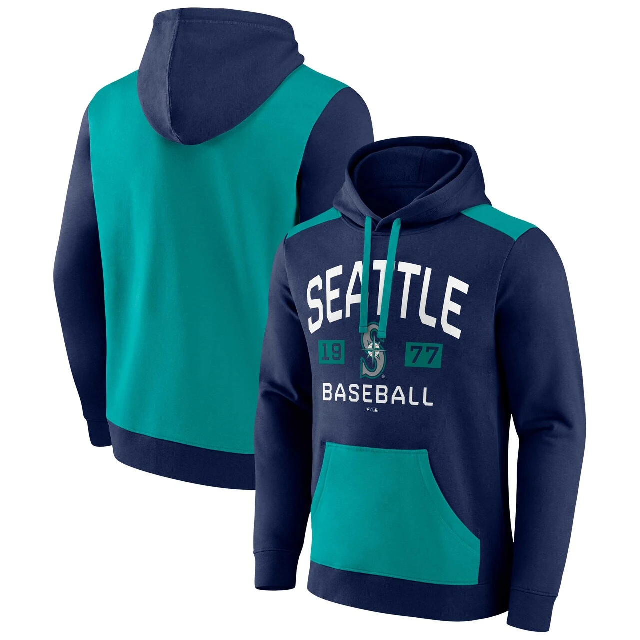 Men's Seattle Mariners Fanatics Branded Navy/Aqua Chip In Pullover Hoodie