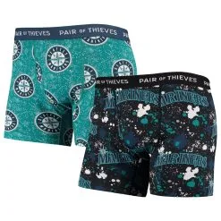 Men's Seattle Mariners Pair Of Thieves Black/Aqua Super Fit 2-Pack Boxer Briefs Set