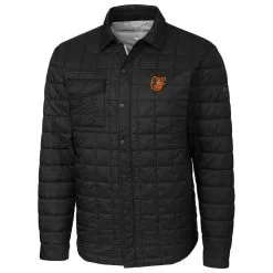 Baltimore Orioles Cutter & Buck Rainier Shirt Full-Zip Jacket - Black