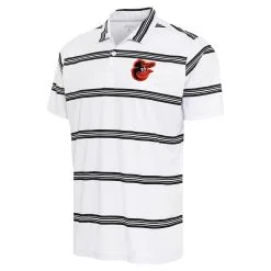 Men's Baltimore Orioles Antigua White/Black Groove Polo