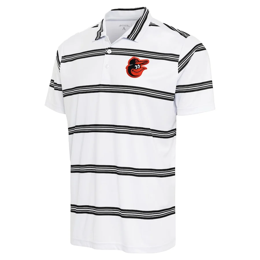 Men's Baltimore Orioles Antigua White/Black Groove Polo
