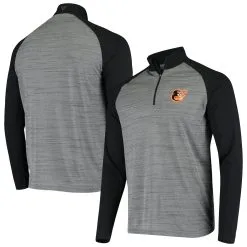 Men's Baltimore Orioles Levelwear Gray/Black Vandal Raglan Quarter-Zip Pullover Jacket
