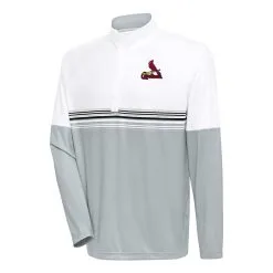 Men's St. Louis Cardinals Antigua White/Black Bender Quarter-Zip Pullover Top