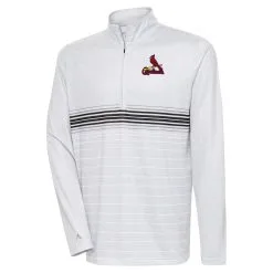 Men's St. Louis Cardinals Antigua Heather Gray/Black Bullseye Quarter-Zip Pullover Top