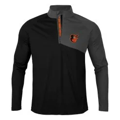 Men's Baltimore Orioles Levelwear Black/Charcoal Pinnacle Quarter-Zip Pullover Top