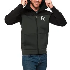 Men's Kansas City Royals Antigua Black/Charcoal Protect Full-Zip Hoodie
