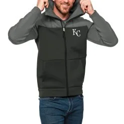 Men's Kansas City Royals Antigua Steel/Charcoal Protect Full-Zip Hoodie