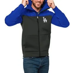 Men's Los Angeles Dodgers Antigua Royal/Charcoal Protect Full-Zip Hoodie