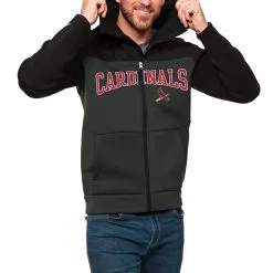 Men's St. Louis Cardinals Antigua Black/Charcoal Wordmark Protect Full-Zip Hoodie