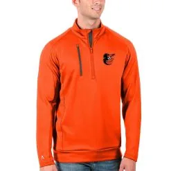 Men's Baltimore Orioles Antigua Orange Generation Quarter-Zip Pullover Jacket