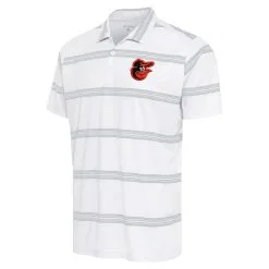 Men's Baltimore Orioles Antigua White/Gray Groove Polo