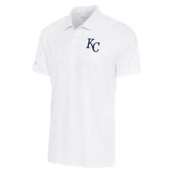 Men's Kansas City Royals Antigua White/Gray 19th Hole Polo