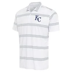 Men's Kansas City Royals Antigua White/Gray Groove Polo