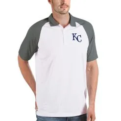 Men's Kansas City Royals Antigua White/Gray Nova Polo
