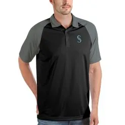 Men's Seattle Mariners Antigua Black/Gray Nova Polo