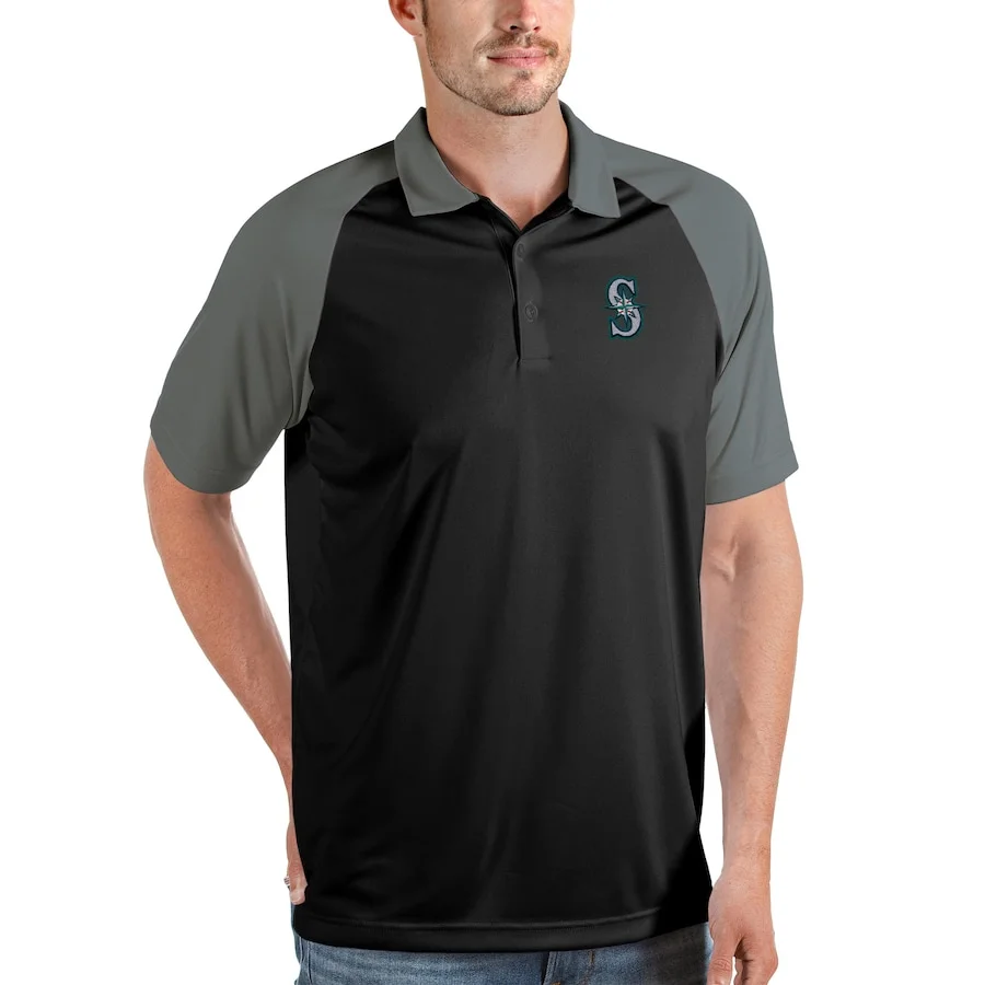 Men's Seattle Mariners Antigua Black/Gray Nova Polo