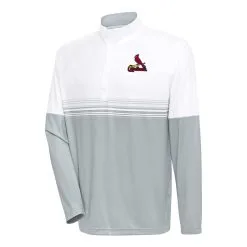 Men's St. Louis Cardinals Antigua White/Gray Bender Quarter-Zip Pullover Top