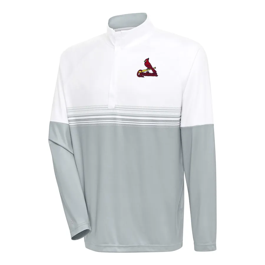 Men's St. Louis Cardinals Antigua White/Gray Bender Quarter-Zip Pullover Top