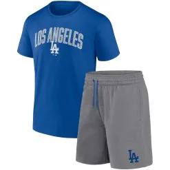 Men's Los Angeles Dodgers Fanatics Branded Royal/Heather Gray Arch T-Shirt & Shorts Combo Set