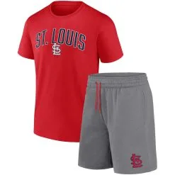 Men's St. Louis Cardinals Fanatics Branded Red/Heather Gray Arch T-Shirt & Shorts Combo Set