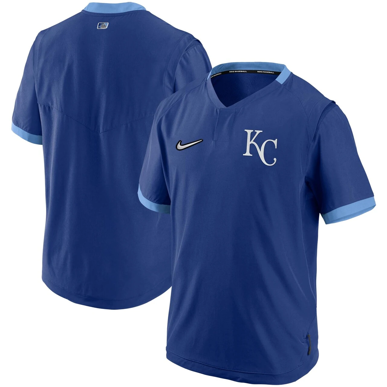 Men's Kansas City Royals Nike Royal/Light Blue Authentic Collection Short Sleeve Hot Pullover Jacket