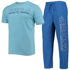 Men's Kansas City Royals Concepts Sport Royal/Light Blue Meter T-Shirt And Pants Sleep Set