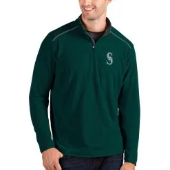 Men's Seattle Mariners Antigua Aqua Glacier Quarter-Zip Pullover Jacket