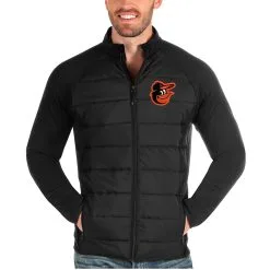Men's Baltimore Orioles Antigua Black Altitude Full-Zip Jacket