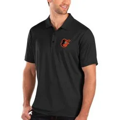 Men's Baltimore Orioles Antigua Black Balance Polo