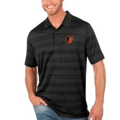 Men's Baltimore Orioles Antigua Black Compass Polo
