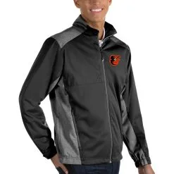 Men's Baltimore Orioles Antigua Black Revolve Full-Zip Jacket