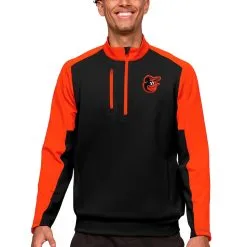 Men's Baltimore Orioles Antigua Black Team Quarter-Zip Pullover Top