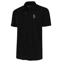 Men's Seattle Mariners Antigua Black Apex Polo