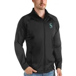 Men's Seattle Mariners Antigua Black Links Full-Zip Golf Jacket