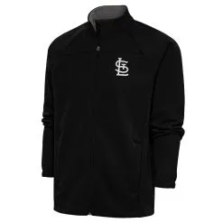 Men's St. Louis Cardinals Antigua Black Metallic Links Full-Zip Golf Jacket