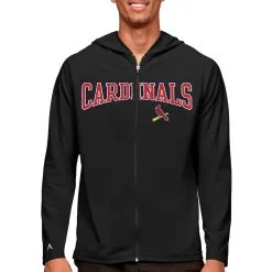 Men's St. Louis Cardinals Antigua Black Wordmark Legacy Full-Zip Hoodie