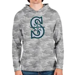 Men's Seattle Mariners Antigua Camo Team Logo Absolute Pullover Hoodie