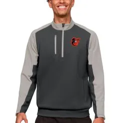 Men's Baltimore Orioles Antigua Charcoal Team Quarter-Zip Pullover Top