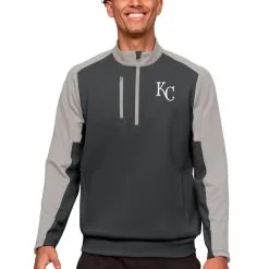 Men's Kansas City Royals Antigua Charcoal Team Quarter-Zip Pullover Top
