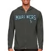 Men's Seattle Mariners Antigua Charcoal Wordmark Legacy Full-Zip Hoodie