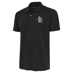 Men's St. Louis Cardinals Antigua Charcoal Metallic Tribute Polo