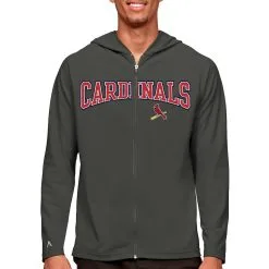 Men's St. Louis Cardinals Antigua Charcoal Wordmark Legacy Full-Zip Hoodie