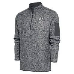 Men's St. Louis Cardinals Antigua Graphite Metallic Fortune Quarter-Zip Pullover Jacket