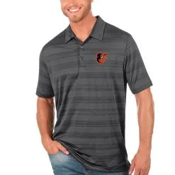 Men's Baltimore Orioles Antigua Gray Compass Polo