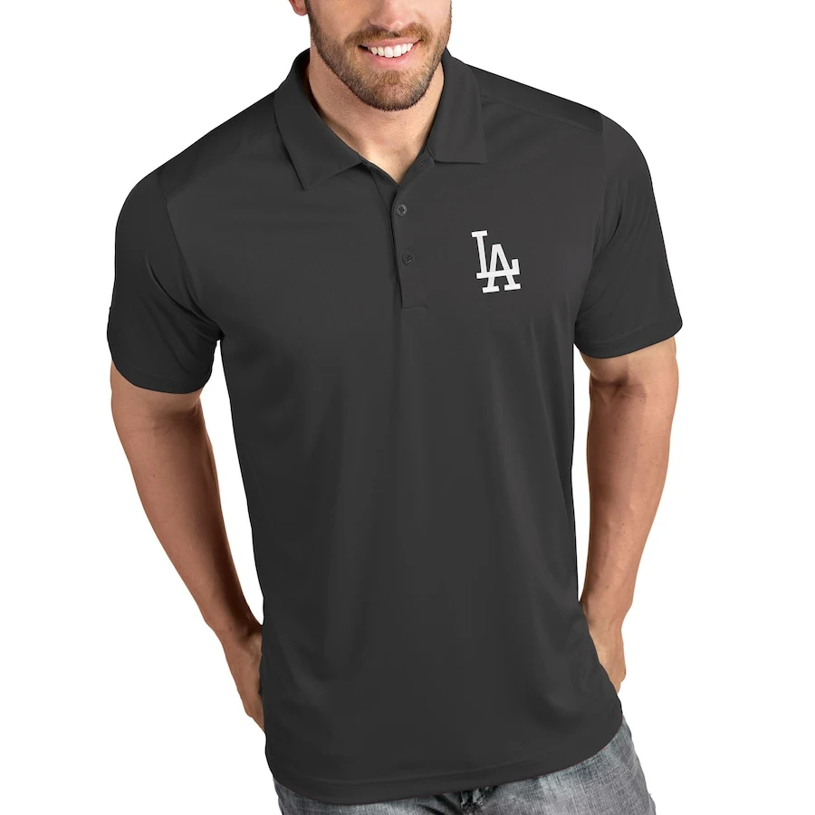 Men's Los Angeles Dodgers Antigua Gray Tribute Polo