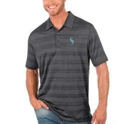 Men's Seattle Mariners Antigua Gray Compass Polo