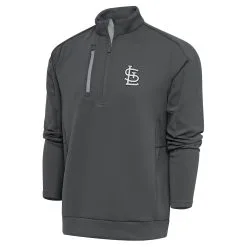Men's St. Louis Cardinals Antigua Gray Metallic Generation Quarter-Zip Pullover Top