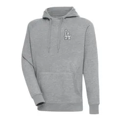 Men's Los Angeles Dodgers Antigua Heather Gray Metallic Victory Pullover Hoodie